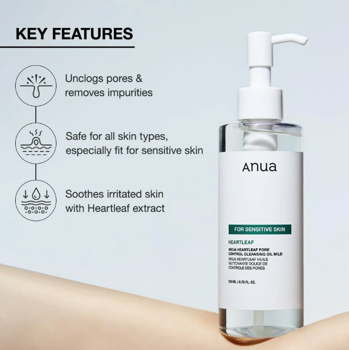 Anua - Huile nettoyante douce pour le contrôle des pores Heartleaf - 200 ml