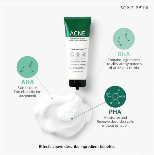 SOME BY MI - Mousse nettoyante anti-acné Miracle 30 jours AHA, BHA, PHA - 100 ml